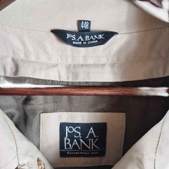 NWT Jos A Bank $350 Tan Trench Coat 44R Removable Plaid Wool Liner Belted Long - Picture 10 of 12